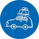 Car icon in a blue circle