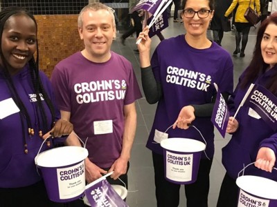 Crohn's & Colitis UK supporters wearing purple t-shirts