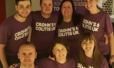Crohn's & Colitis UK supporters wearing purple t-shirts