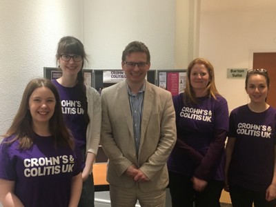 Crohn's & Colitis UK supporters wearing purple t-shirts