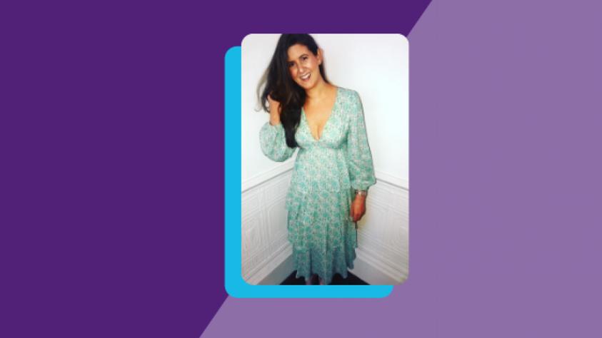 Bethany smiling in long green dress