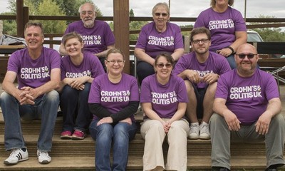 Crohn's & Colitis UK supporters wearing purple t-shirts