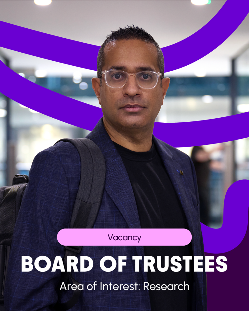 Text reads: "Vacancy. Board of Trustees. Area of Interest: Research"