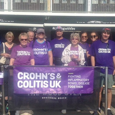 Crohn's & Colitis UK supporters wearing purple t-shirts