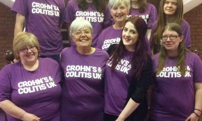 Crohn's & Colitis UK supporters wearing purple t-shirts