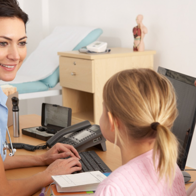 Patient talking to health professional