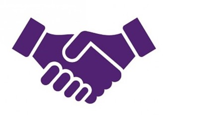 Research partnerships, handshake logo