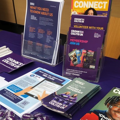 Leaflets and booklets on an awareness stand