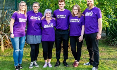 Crohn's & Colitis UK supporters wearing purple t-shirts