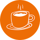 Cup icon in an orange circle