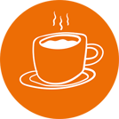 Cup icon in an orange circle