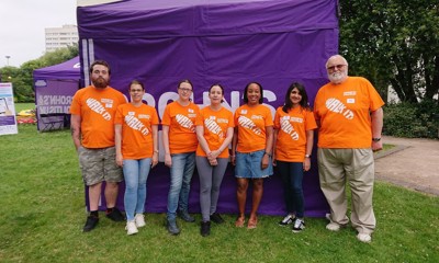 Crohn's & Colitis UK supporters wearing orange t-shirts for Walk IT