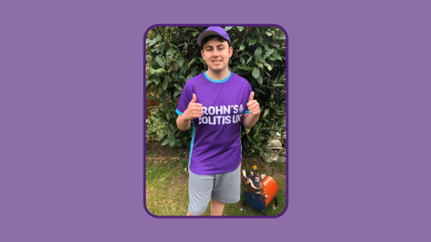 Mason in Crohn's & Colitis UK t-shirt
