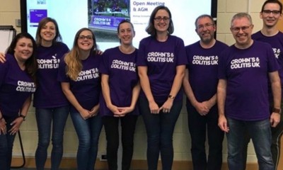Crohn's & Colitis UK supporters wearing purple t-shirts