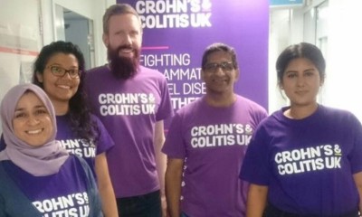 Crohn's & Colitis UK supporters wearing purple t-shirts