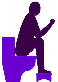 Suggested toilet position to help with constipation