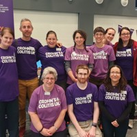 Crohn's & Colitis UK supporters wearing purple t-shirts