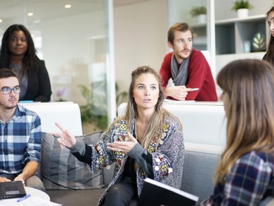 Group of young adults in a meeting