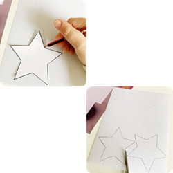 Collage of drawing and cutting out stars.