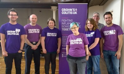 Crohn's & Colitis UK supporters wearing purple t-shirts
