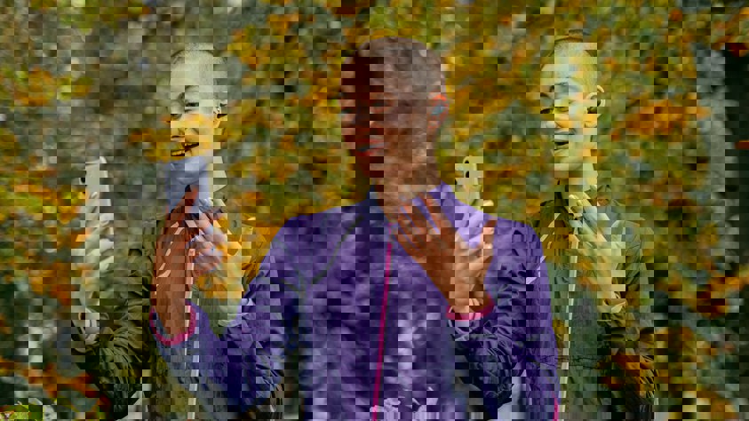 Young Woman, Video Call Outdoors