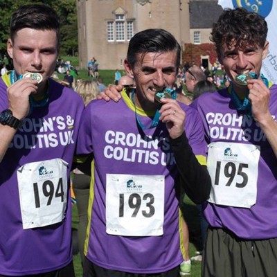 Crohn's & Colitis UK supporters wearing purple t-shirts