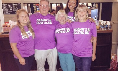 Crohn's & Colitis UK supporters wearing purple t-shirts